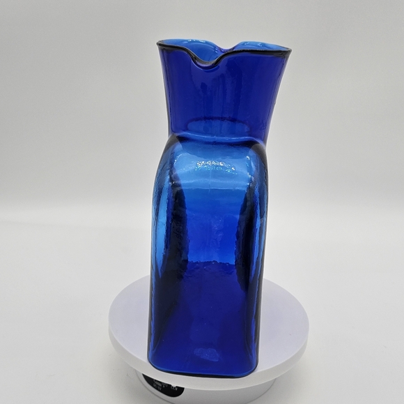 Vintage Blenko 384 Cobalt Blue Double Spout Water Bottle-Small Bubbles See Pics - Picture 6 of 9